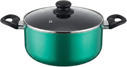 20-Piece Ceramic Metallic Cookware Set, Nonstick - Jade | 20-Piece Cookware Set with Ceramic Nonstick Interiors, Glass Lids, Utensils, Strainer, Pads, and Griddle Pan.3