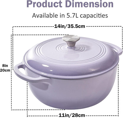 6 Quart Enameled Cast Iron Dutch Oven Pot with Lid Heavy Duty Dutch Oven for Bread Baking Braising Stews Roasting Oven Safe up to 500°F Dual Handles Purple (Purple)4