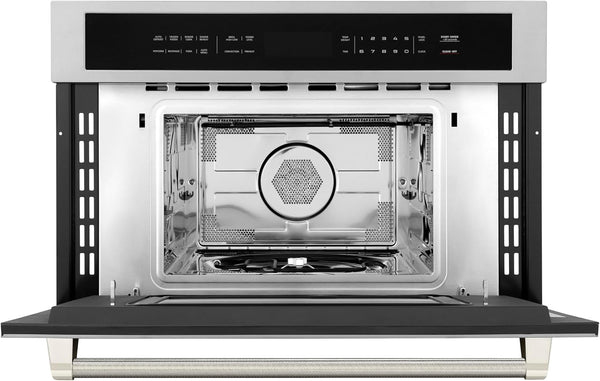 ZLINE Autograph Edition 30 In. 1.6 Cu Ft. Built-In Convection Microwave Oven in Stainless Steel and Polished Nickel Helix Handle (MWOZ-30-KPN)2