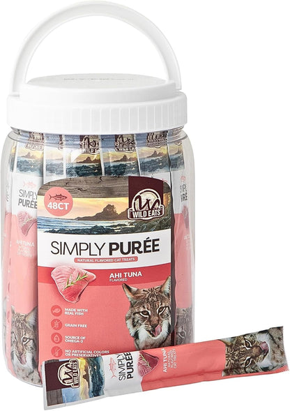 Wild Eats Simply Puree Variety Pack Cat Treats Tub, 48 Servings, Grain Free | All Natural High Protein Recipe, No Artificial Additives, Smooth Lickable Texture, Easy Individual Portions for Happy Felines9