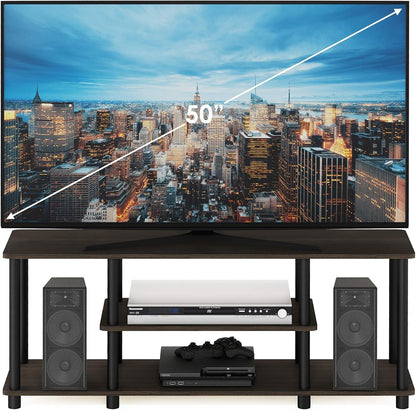 Turn-N-Tube No Tools 3D 3-Tier Entertainment TV Stand up to 50 Inch TV, round Tubes, Dark Brown / Black | for TV up to 50 Inch, Open Frame Rectangular Entertainment Center with Storage Shelf, TV Console, for Living Room, Bedroom3