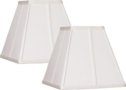 Medium Ivory Classic Square Shades 5.25X10X9 (Spider) Set of 2 | 5.25" Top X 10" Bottom X 9" High Replacement for Table Lamps Shade Pre-Assembled Harp + Finial1
