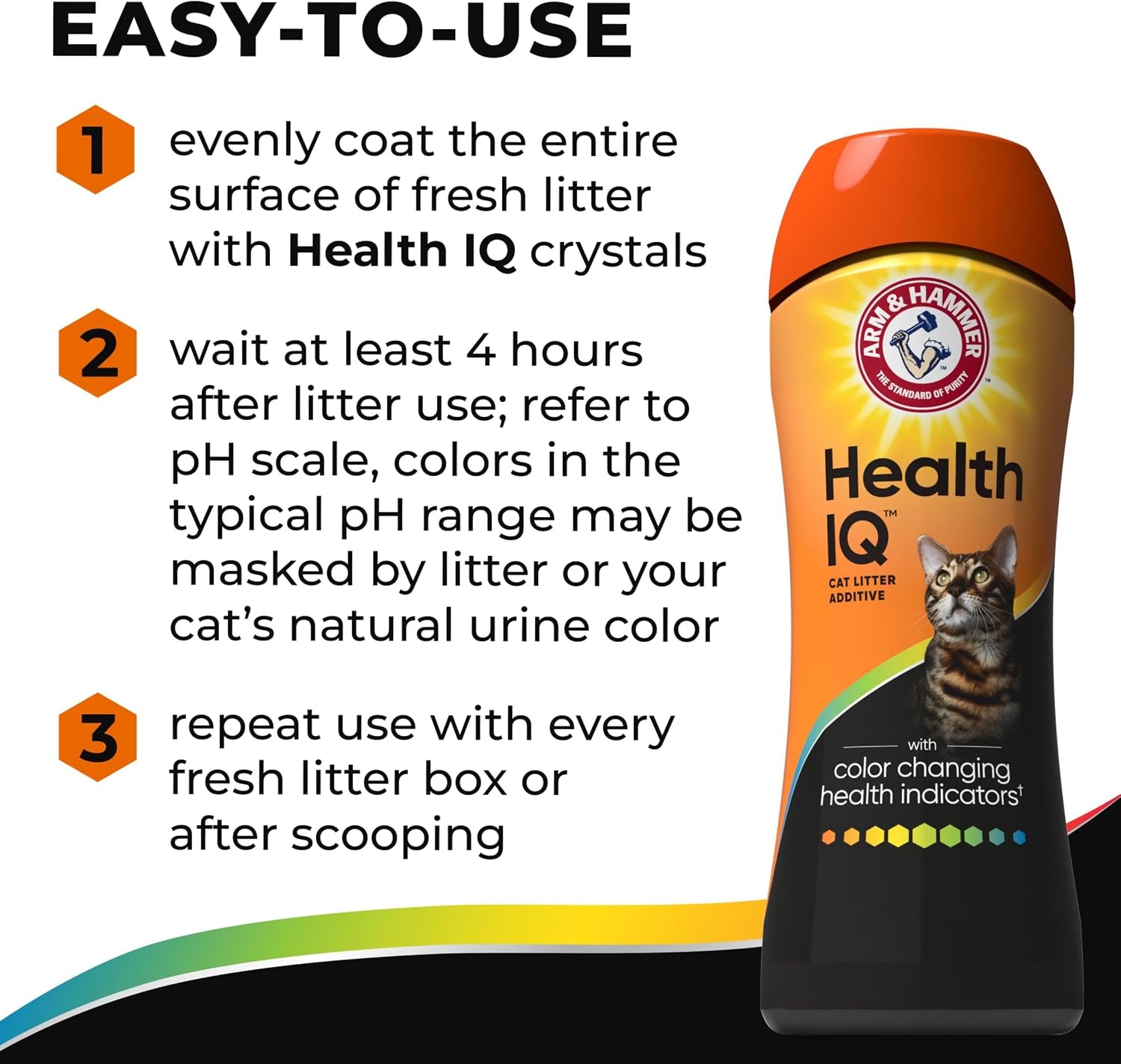 arm-hammer-health-iq-cat-litter-additive-10-oz-color-changing-health-indicators-urine-ph-monitoring-works-with-most-litter