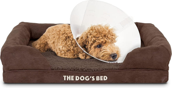 The Dog’S Bed Orthopedic Memory Foam Dog Bed with Bolsters for Large Dogs, High Density Support Mattress, Low Front Entry, Removable Washable Cover, Oxford Fabric, Blue with Dark Red Trim, Large13