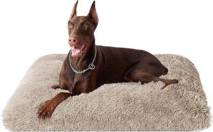 EHEYCIGA Fluffy Dog Crate Bed for Extra Large Dogs, Plush Faux Fur Pad, Calming anti Anxiety XL Bed for Crate, Washable Soft Warm Dog Mat with Non-Slip Bottom, Grey11