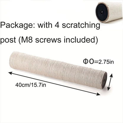 4 PCS M8 Cat Scratching Post Replacement,15.7Inch Sisal Pole Cat Tree Replacement Post with Screws,Diy Scratcher Scratching Post Replacement, Pad, Crafts Gardening Hammock Home Decorating2