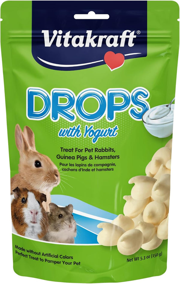 Vitakraft Drops Yogurt Drops Treat for Rabbits Guinea Pigs and Hamsters – Made with Real Dried Yogurt and Whey Protein – Vanilla Flavor with No Artificial Colors Flavors or Preservatives – 5.3 Oz Bag1