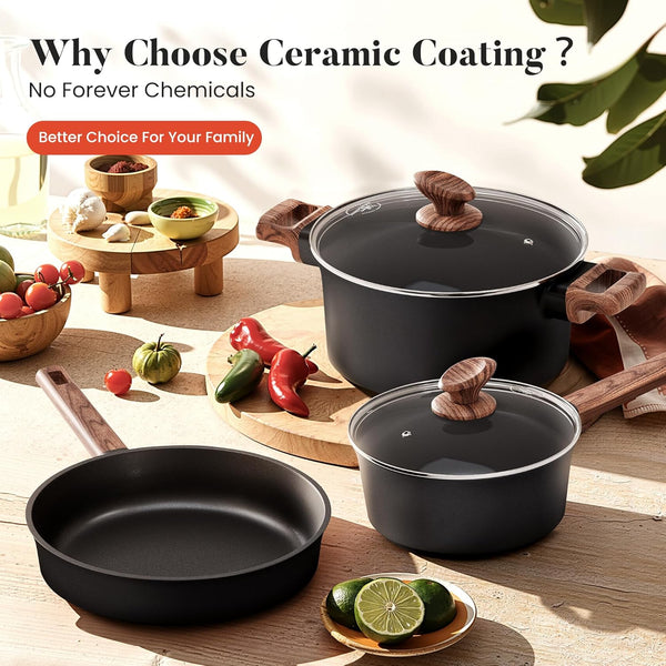 10Pcs Ceramic Pots and Pans Set Non Stick | Non Toxic, Induction Cookware, PFOA & PFAS Free2