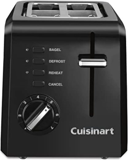 Compact Toaster, 7 Shade Settings, 2-Slice Capacity, Black | 2 Slice Toaster for Bagels & Bread with Defrost/Reheat/Cancel Functions, Removable Crumb Tray & Compact Design, CPT-122BK1