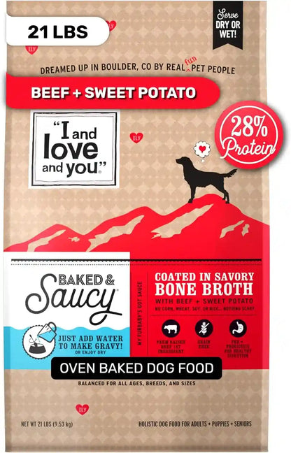 I and Love and You Baked & Saucy Dry Dog Food with Gravy Coating, Beef & Sweet Potato Recipe, Grain-Free, Prebiotics & Probiotics, Real Meat, No Fillers, 4 Pound Bag13