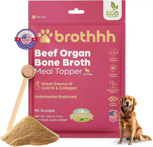 Beef Organ Bone Broth Meal Topper for Dogs - 100% Grass Fed, Veterinarian Approved, Non-Gmo by Brothhh - Supports Immunity, Joint & Heart Health, Vision & Vitality - No Fillers - Pet Supplement1