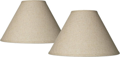 Fine Large Burlap Empire Lamp Shades 6X17X11.5 (Spider) Set of 2 | 6" Top X 17" Bottom X 11.5" High Replacement for Table + Floor Lamps Shade Pre-Assembled Beige Harp + Finial Fitting1