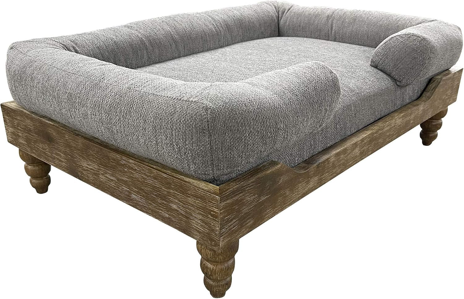 large-washed-oak-dog-bed-farm-house-style-for-dogs-50-lbs-and-under-orthopedic-memory-foam-carved-wooden-legs-luxury-pet-sofa