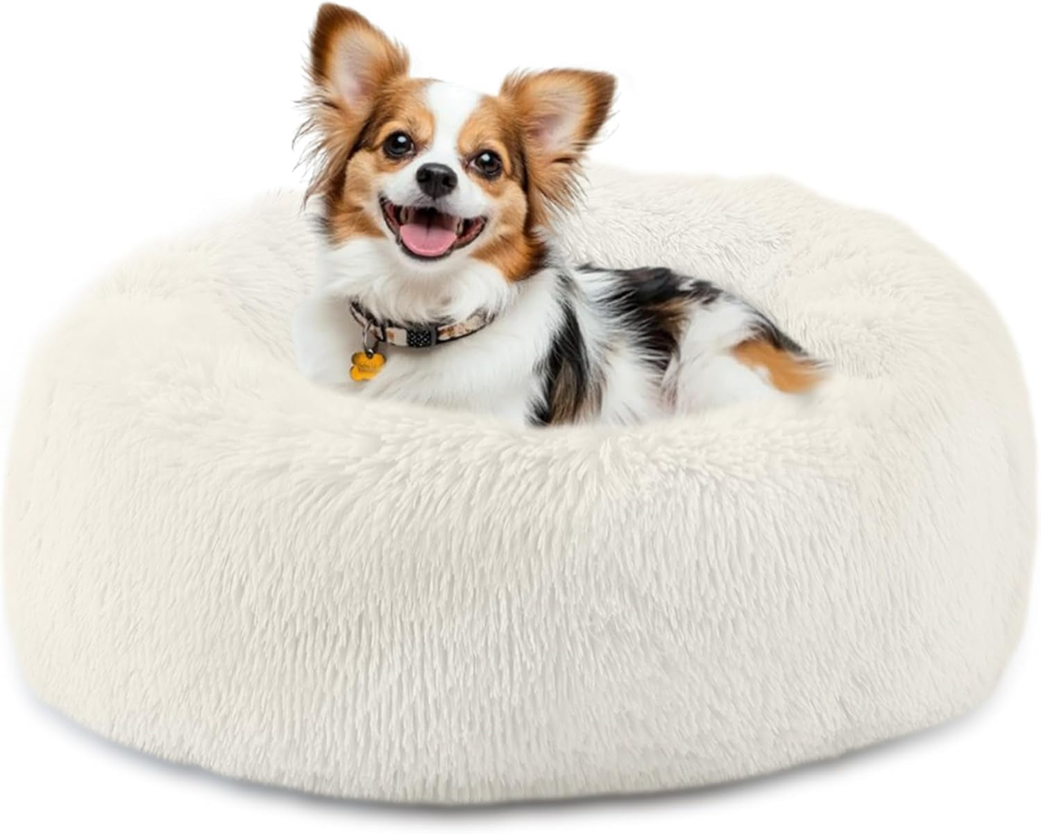 bunlitent-39-inch-calming-dog-bed-donut-dog-bed-for-large-sized-dog-grey-plush-anti-anxiety-donut-shape-warming-cozy-round-cuddler-nest-soft-cute-marshmallow-cuddler-nest-pet-bed