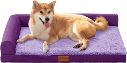 Patas Lague Orthopedic Large Dog Bed Pet Sofa Beds 36''X24'' Black | L Bolster Egg-Crate Foam Dog Couch for Large Sized Dogs, Waterproof Removable Washable Cover, Pet Mat with Nonskid Bottom30