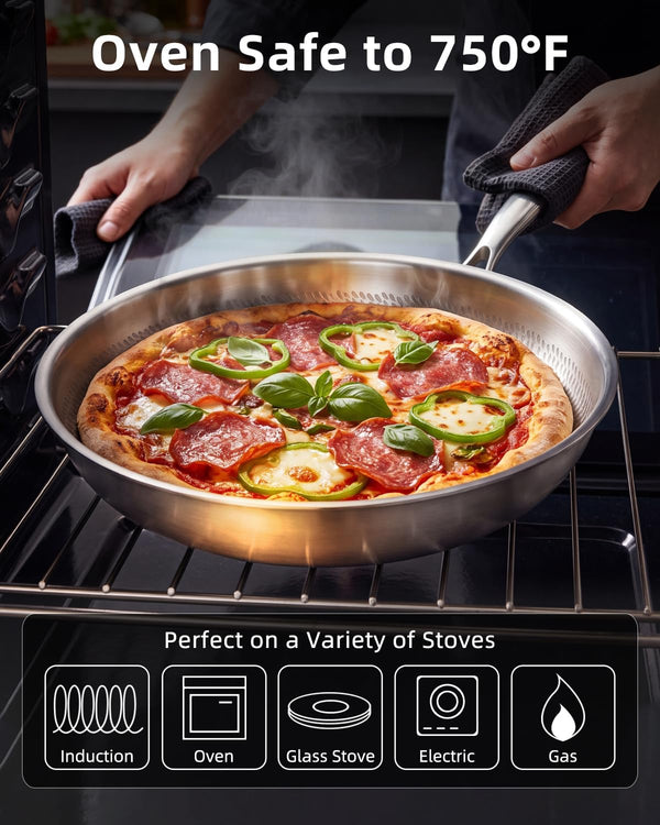 Pure Titanium Pans for Cooking, 8" Frying Pan with Lid,Nonstick | Hammered Pro Skillet,No Coating Cookware PFAS/PFOA/PTFE Free, Oven & Dishwasher Safe, Gas & Induction Compatible,Kitchen6