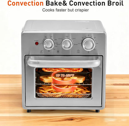 Air Fryer Toaster Oven Combo, 16.9QT Oven Countertop 5 Functions in 1, 4 Accessories Included, Stainless, up to 450°F6