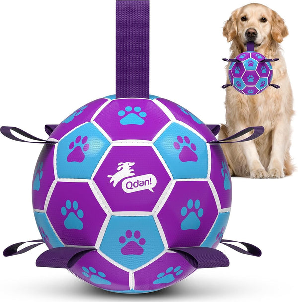 QDAN Dog Balls, 6 Inch Dog Soccer Ball with Straps, Herding Balls for Dogs | Outdoor Dog Toys Balls for 20-40 Lb Dogs, Puppy Ball to Keep Them Busy, Dog Pool Water Play Toy, Puppy Birthday Gifts32