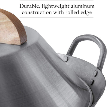 Aluminum Wok Dome Cover for 14" Hand Hammered Wok, 13 Inch Flat Wok Lid4