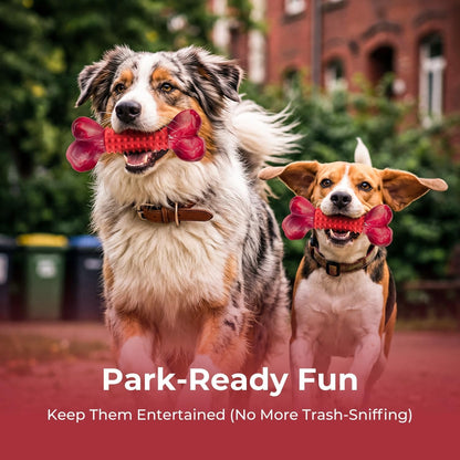 Tough Dog Toys for Aggressive Chewers: Beef Flavored Long Lasting Dog Bones for Large Dogs, Indestructible Dog Chew Toys to Keep Them Busy, Large Dog Toys for Medium & Large Breed, Red8