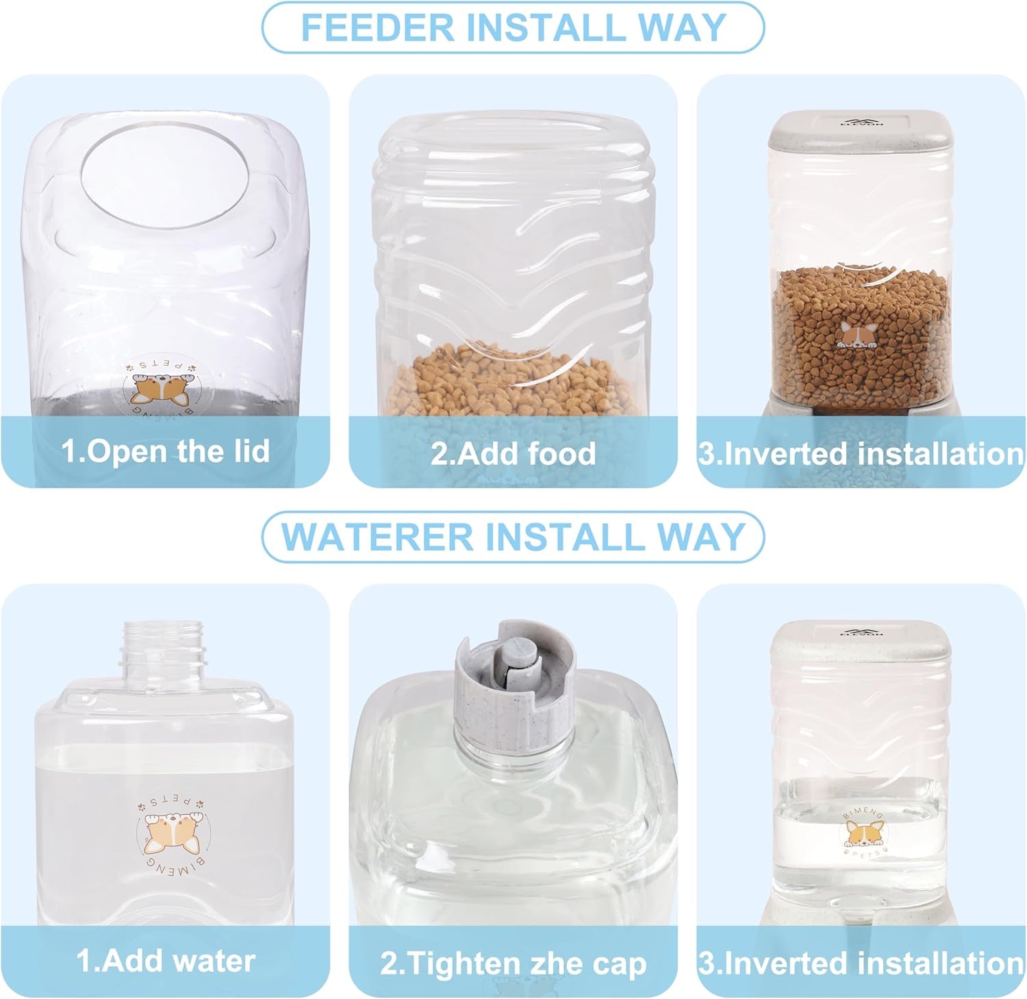elevon-automatic-cat-feeder-gravity-food-and-water-dispenser-bowl-set-for-small-medium-dogs-animals-pet-feeder-dispenser-storage-food-3-8l-large-capacity-white-gray