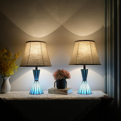 Set of 2 Table Lamps for Bedroom 3-Way Dimmable 21'' Bedside Table Lamps with 13 Inches Linen Shades for Living Room Bedroom Office Hotel Study Room7