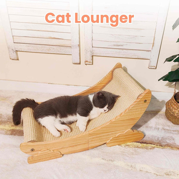 Sisal Cat Scratcher Bed Scratch Chair Aesthetic Cat Lounger Natural Wood Scratch Post Replaceable Sisal Mat with Catnip and Felt Pads,Medium Size(Cloud Edge)7