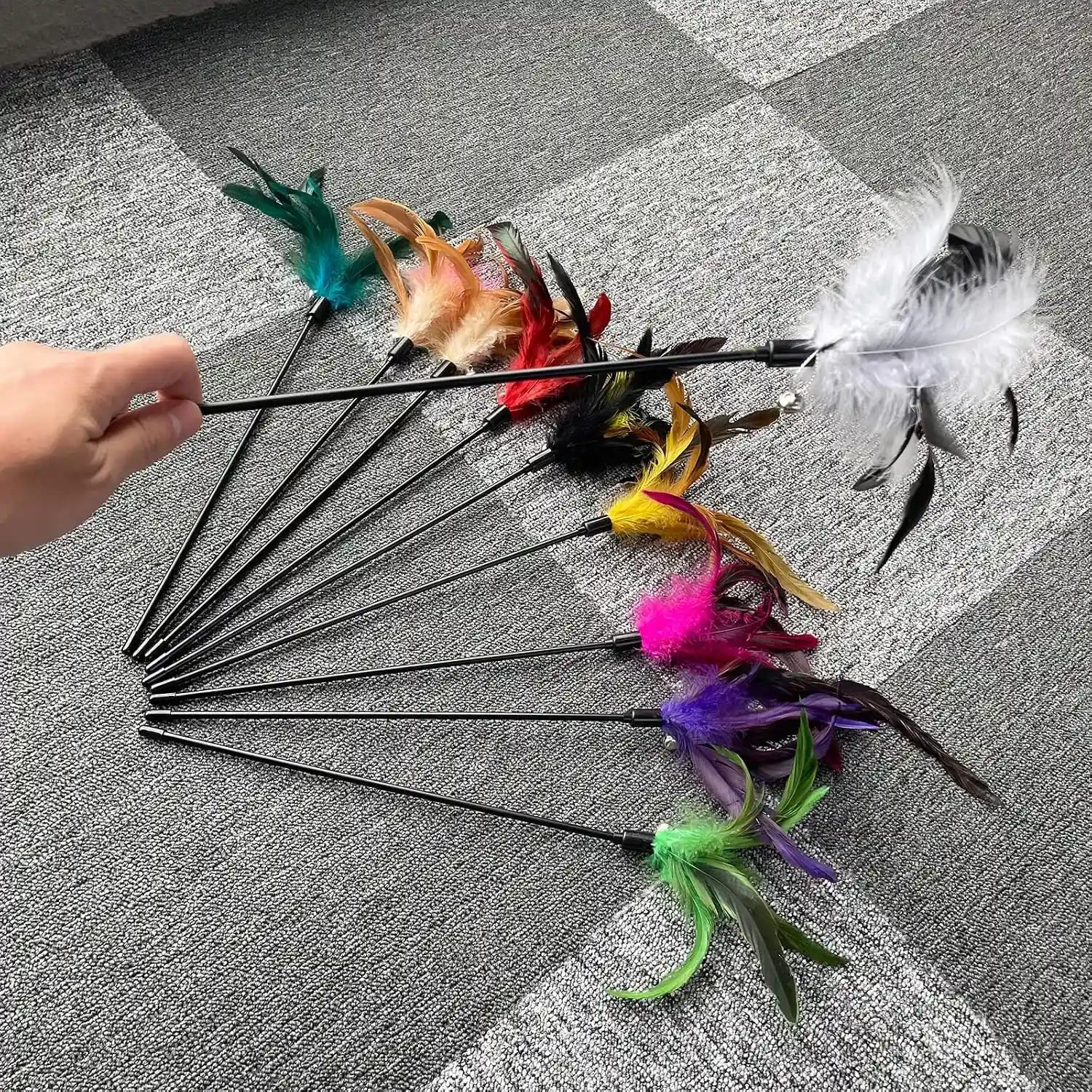 cat-feather-wand-toys-10-pack-with-bell-indoor-kittens-natural-feather-teaser-with-bell-interactive-wand-toy-durable-construction-withstands-active-play