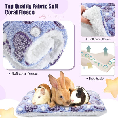 Jetec 3 Pcs Bunny Guinea Pig Beds Soft Bunny Mats Warm Guinea Pig Mat Small Animal Bed Pads Fleece Sleeping Pads for Indoor Rabbit Hamster Squirrel Hedgehog Chinchilla(Fleece,Heart,Purple)3