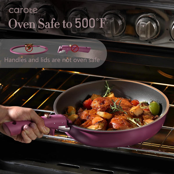 21Pcs Pots and Pans Set Non Stick, Detachable Handle Cookware Sets | Ultra Nonstick, Space Saving, Dishwasher & Oven Safe, Non-Toxic Kitchen/Apartment/Camping/Rv/ Traveling, Purple6