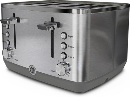 GE Stainless Steel 4 Slice Toaster | Extra Wide Slots for Bagels, Breads, Waffles & More | 7 Shade Options | Countertop Kitchen Essentials | 1500 Watt8