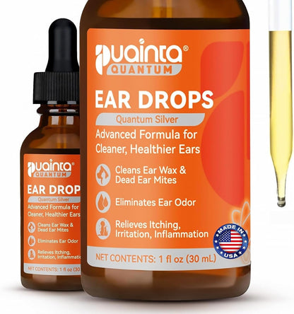 Dog Ear Cleaner Drops for Infection Treatment | Vet Formulated Patented Quantum Silver Water-Based Drops Soothe Ear Itching, Irritation, Cleans Wax, Odor, 1 Fl Oz1
