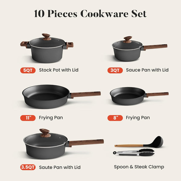 10Pcs Ceramic Pots and Pans Set Non Stick | Non Toxic, Induction Cookware, PFOA & PFAS Free8