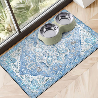 Dog Food Mats for Floors Absorbent, Pet Cat Food Mat - Non Slip Dog Bowl Mats for Food and Water, Eco-Friendly Boho Dog Placemats Feeding Mat Pet Supplies17