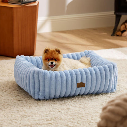 Bedsure Comfyfleece™ Cute Dog Bed for Small Medium Dogs Washable,25In Cream | Furry Puppy Beds,Square Rectangle Orthopedic Corduroy Aesthetic Pet Beds,Removable Zipper Cover,Non-Slip Bottom,Up to 15 Lbs51