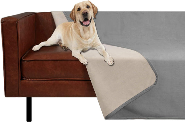 Ameritex Pet Bed Blanket Reversible 100% Waterproof Velvet Super Soft for Sofa and Bed (82X102 Inches, Cream+Sand)21