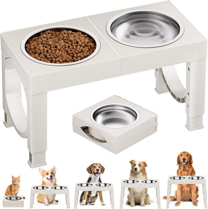 XIAZ Elevated Dog Bowls Large Breed Raised Dogs Bowl Stand Large/Medium Sized Dog Stainless Steel Food Water Bowl Stands 5 Heights Adjustable 9/11/12/14In Black Pet Feeder Dish Station14