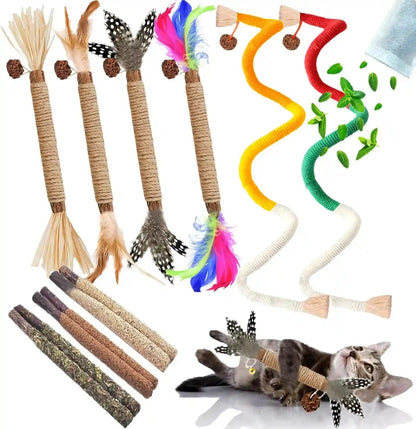 Cat Chew Toys Silvervine Sticks Dental Treat Feather 7Pack Indoor | Real Feathers Silvervine Dual-Action Chew Chase Soothes Teething, Cleans Teeth Relieves Boredom Indoors Safe Durable 7PK Set9
