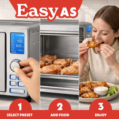 Air Fryer French Door Toaster Oven - 6-Slice Capacity, LED Display with 14 Cooking Presets, Stainless Steel10