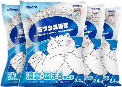 NIKORO Tofu Cat Litter,Strong Clumping Cat Litters,Odor Control and Unscented Ultra Absorbent Water Flushable Tofu Cat Litter,Dust Free Scent Free,21 Lbs(5.29 Lbs×4Bags)1