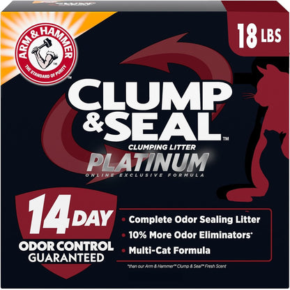 ARM & HAMMER Slide Platinum Easy Clean-Up Clumping Cat Litter, 18 Lbs | 24/7 Odor Control, Triple-Action Freshness, Non-Stick, Easy Clean Up, Low Tracking, Multi-Cat Formula, Scented12