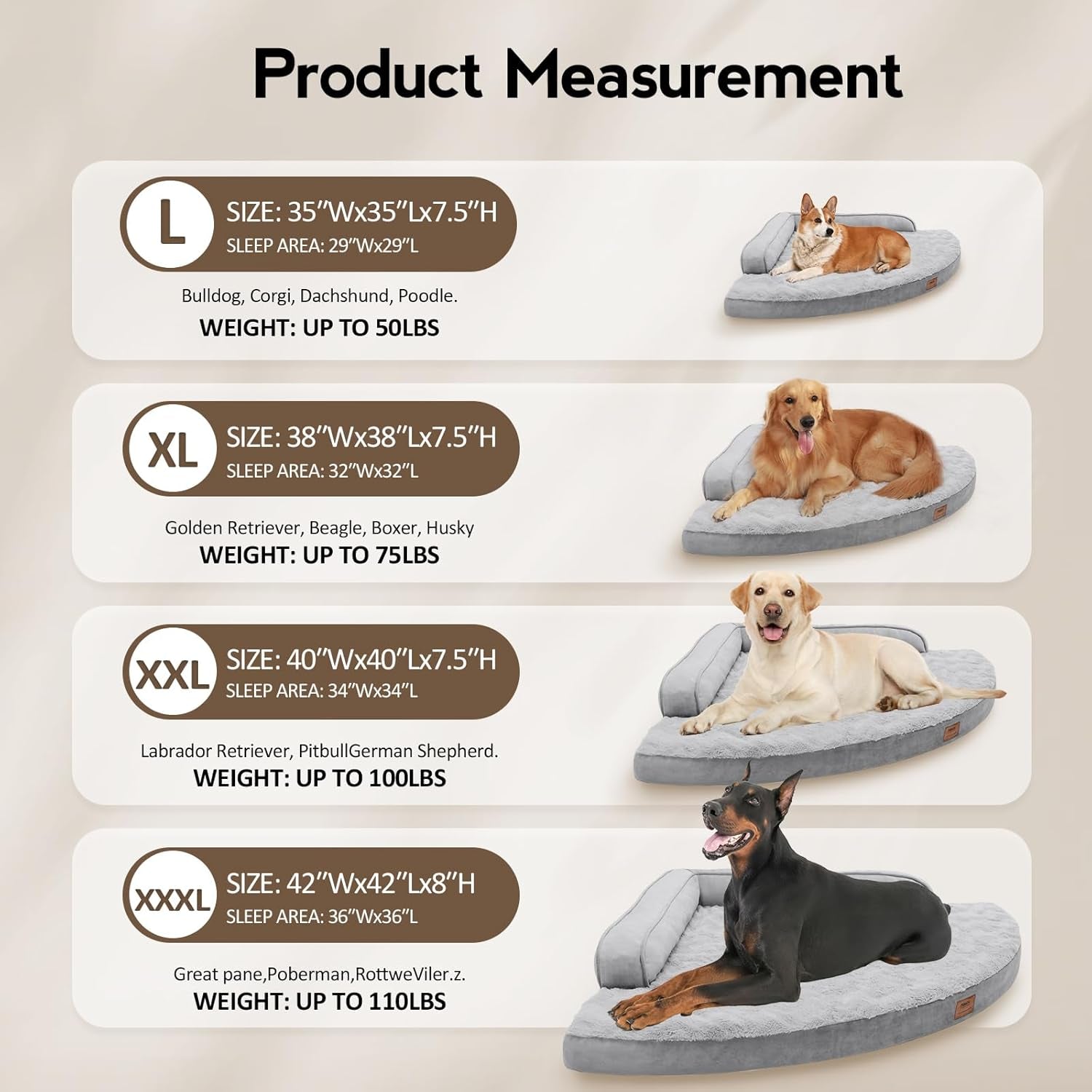 mekiy-orthopedic-waterproof-dog-bed-with-sides-for-extra-large-sizes-dogs-egg-crate-foam-waterproof-liner-anti-slip-bottom-space-saving-perfect-for-corners-and-sofa-edges-40-x-40-inch