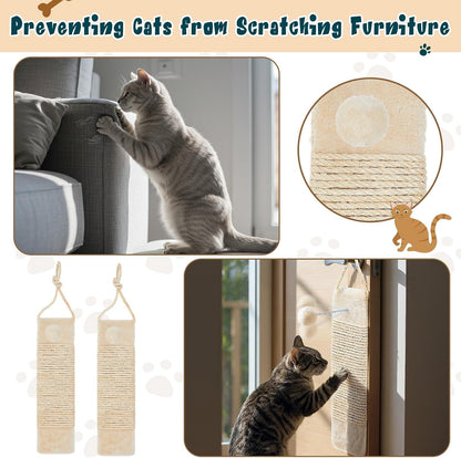 Dansydaisy 2 Pcs Cat Scratcher Door Hanging, 19.3 X 5.5Inch Cat Scratching Post Wall Mounted, Natural Sisal Scratching Pad Surface with Ball Toy for Indoor Cats Kitty4
