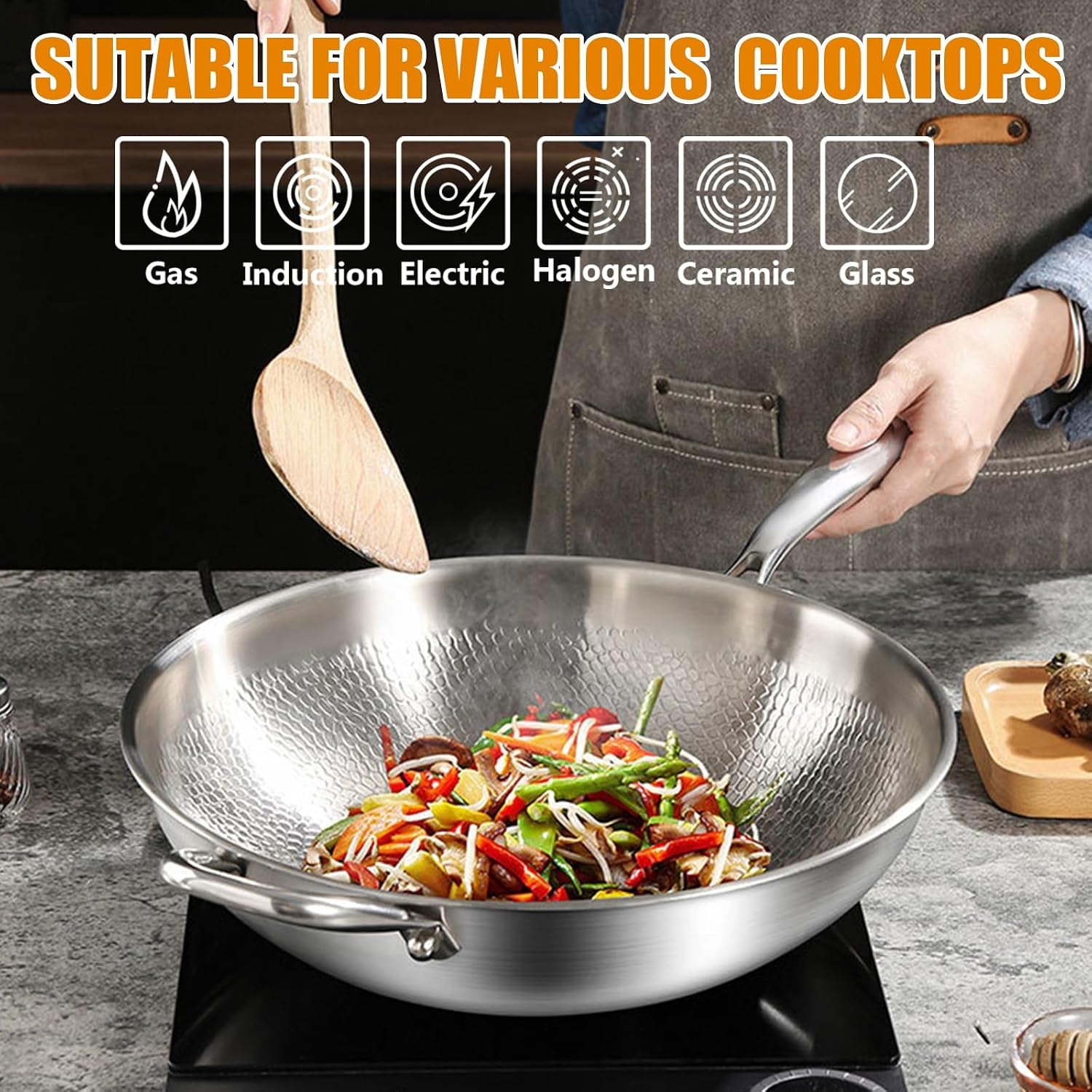 titanium-hammered-wok-with-double-handles-frying-pans-nonstick-non-stick-wok-scratch-resistant-non-stick-titanium-pans-for-cooking-14-17in