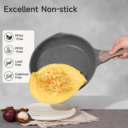 Pots and Pans Set Non Stick 23Pcs, Healthy Kitchen Cookware Sets | Non Toxic Induction Cooking Set W/Gray Frying Pans, Saucepans, Sauté & Griddle & Crepe Pan, PFOA & PFAS Free, with Lid3