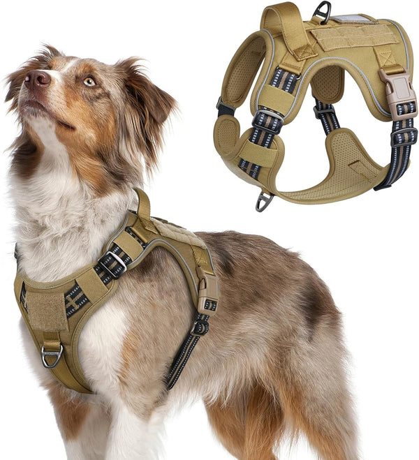 Rabbitgoo Tactical Dog Harness for Large, No Pull Military Service Vest | Molle & Handle, Heavy Duty, Adjustable, Reflective Straps, Easy Control for Training Walking, Black, Large17