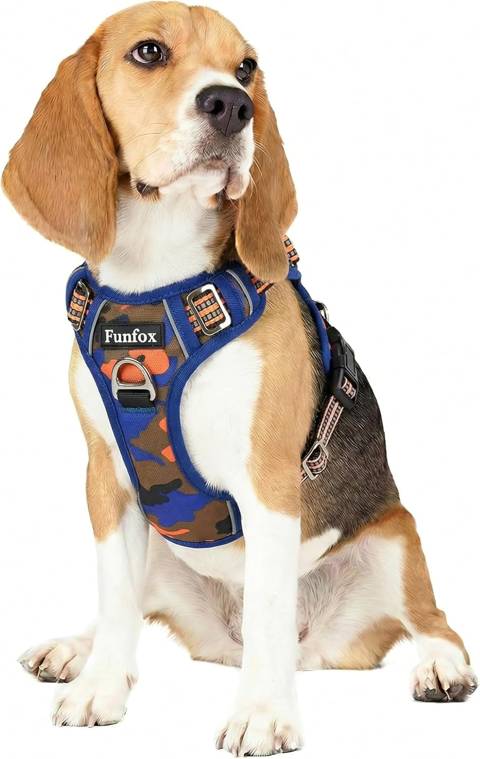 funfox-dog-harness-medium-sized-dog-vertical-handle-easy-control-no-pull-pet-vest-adjustable-with-2-leash-clips-soft-material-reflective-safe-night-walking-for-small-medium-large-breed-black-m