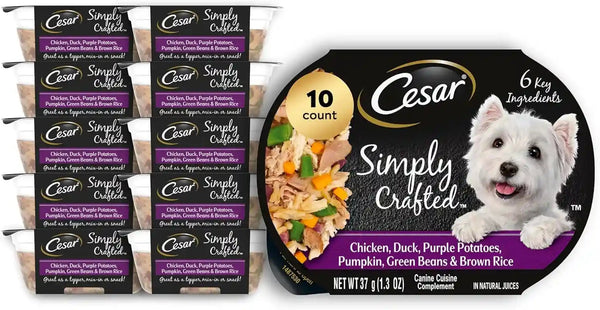 Cesar Simply Crafted Wet Dog Food Toppers, Chicken, 1.3 Oz, 10 Count | Real Chicken #1 Ingredient, No By-Products or Artificial Flavors, Slow-Cooked, Easy to Digest, Single-Serve Tubs18