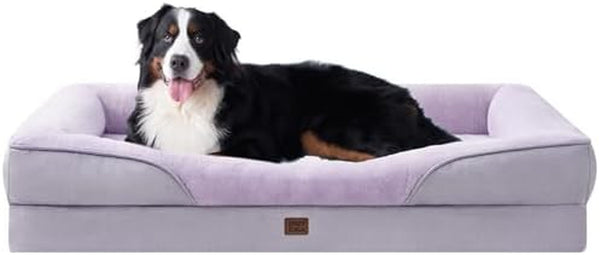 EHEYCIGA Orthopedic XL Dog Bed for Large Sized Dog, 42X30 Inch Extra Large Memory Foam Dog Couch Bed with Sides, Waterproof Liner & Washable Removable Cover, Bolster Pet Sofa, Grey12