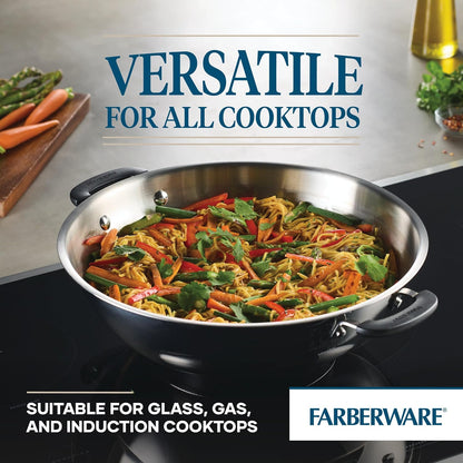 Brilliance Stainless Steel Wok/Stir-Fry Pan, Induction Suitable, Dishwasher and Metal Utensil Safe, 14 Inch - Stainless Steel6